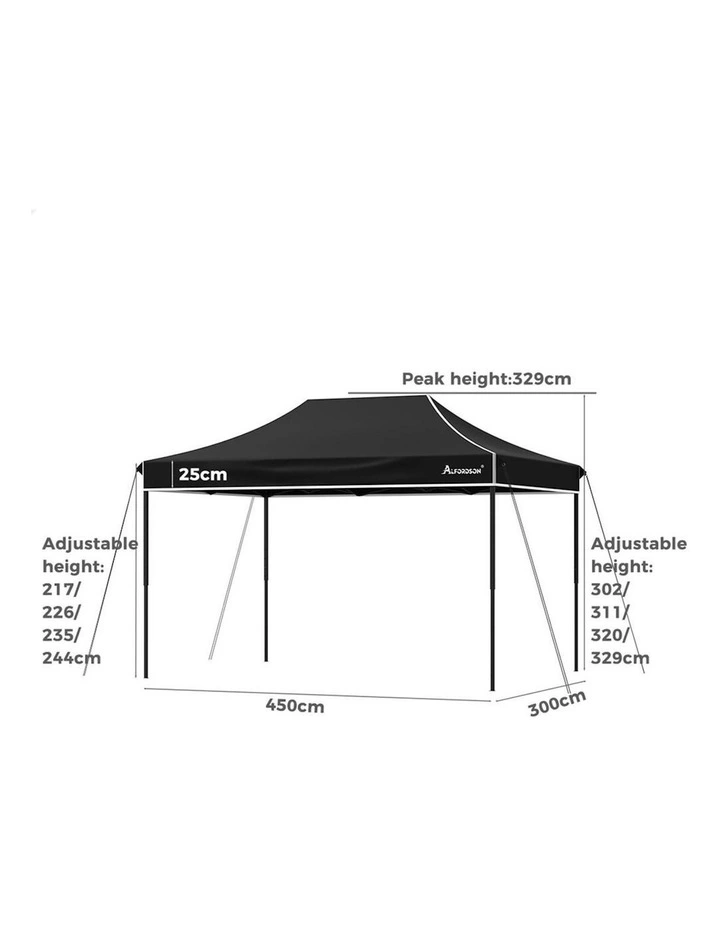 Gazebo Pop Up Marquee 600D Oxford Folding Camping Tent 4.5x3m in Black image 7