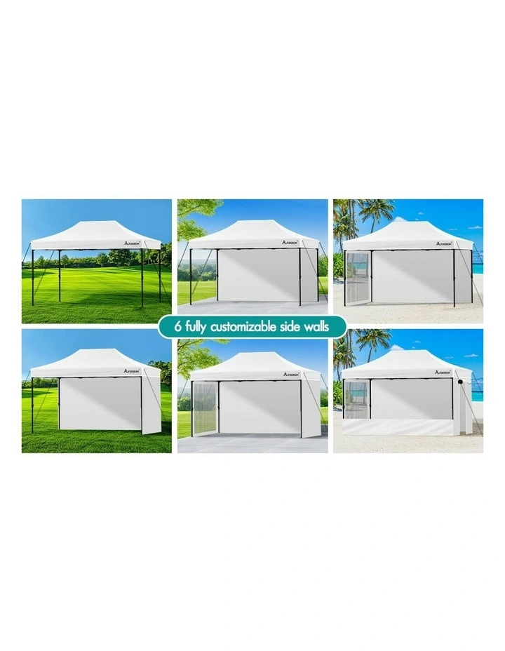 Gazebo Pop Up Marquee 600D Oxford Folding Camping Tent 4.5x3m in White image 4