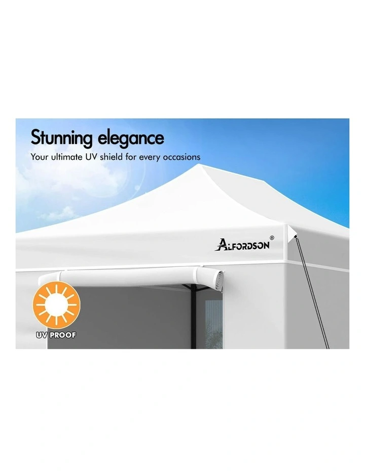 Gazebo Pop Up Marquee 600D Oxford Folding Camping Tent 4.5x3m in White image 5