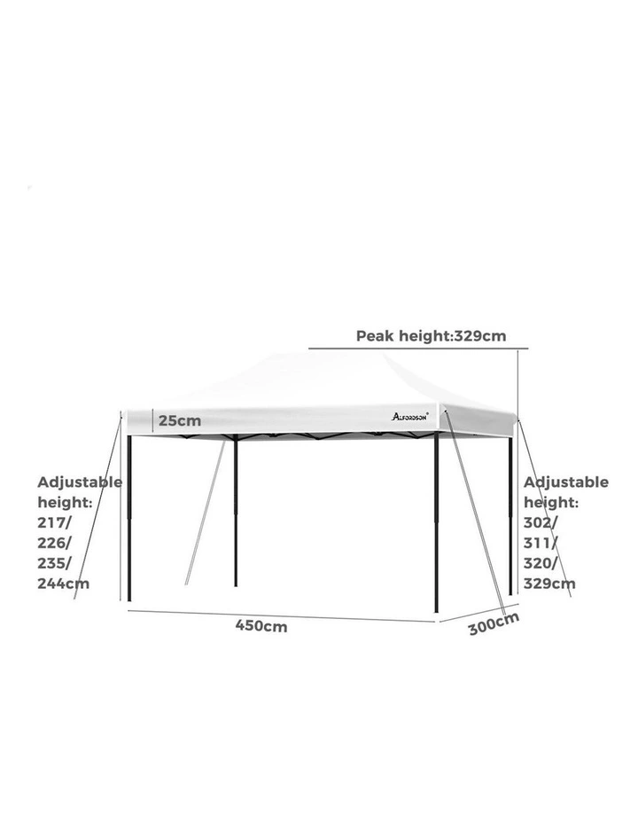 Gazebo Pop Up Marquee 600D Oxford Folding Camping Tent 4.5x3m in White image 7