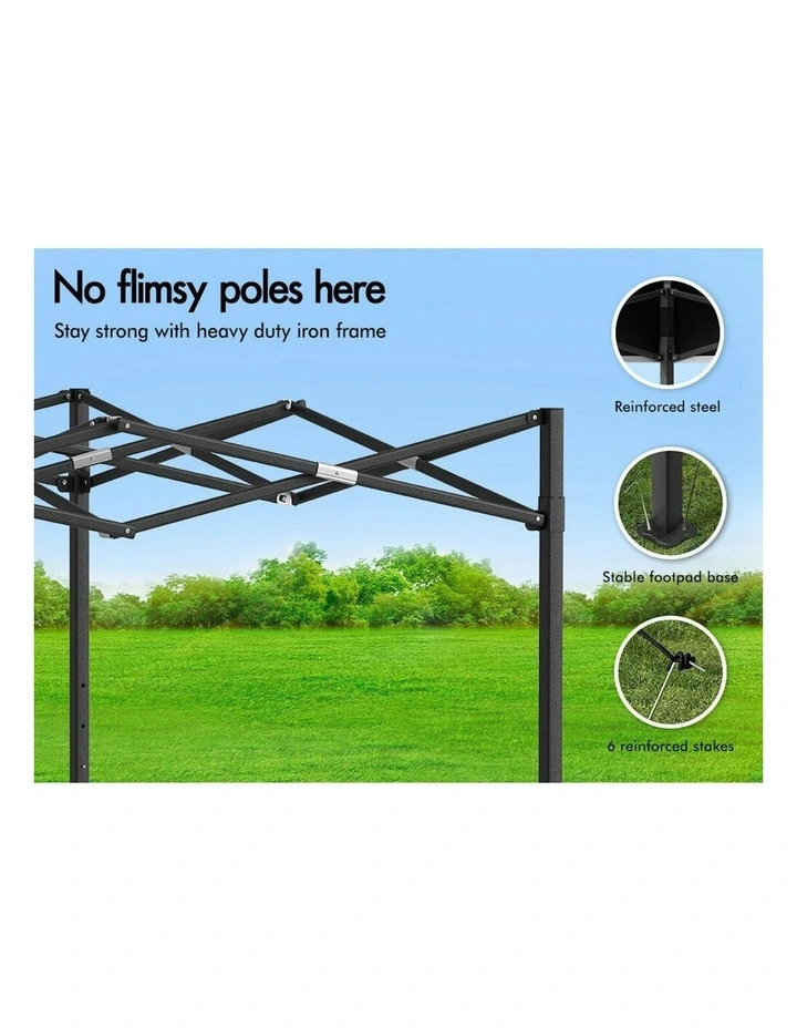 Gazebo Pop Up Marquee 600D Oxford Folding Camping Tent 6x3m in Black image 3