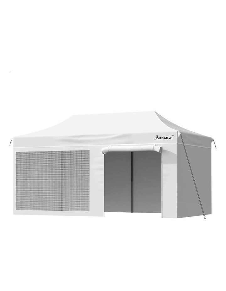 Gazebo Pop Up Marquee 600D Oxford Folding Camping Tent 6x3m in White image 1