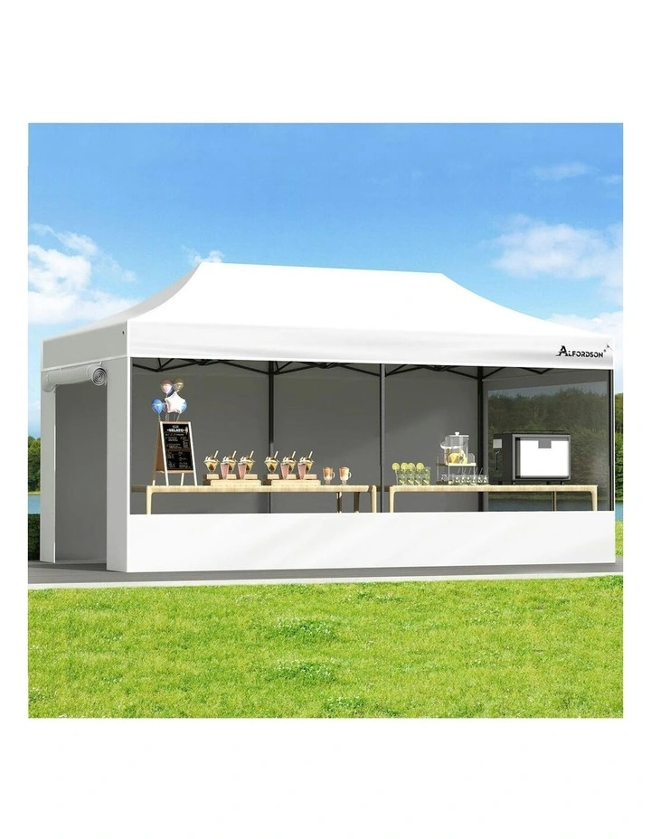 Gazebo Pop Up Marquee 600D Oxford Folding Camping Tent 6x3m in White image 2