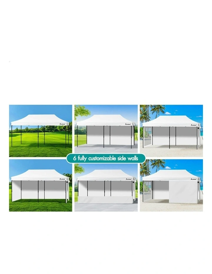 Gazebo Pop Up Marquee 600D Oxford Folding Camping Tent 6x3m in White image 4