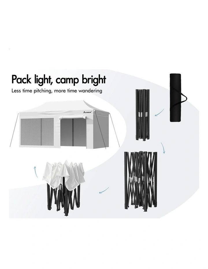 Gazebo Pop Up Marquee 600D Oxford Folding Camping Tent 6x3m in White image 5