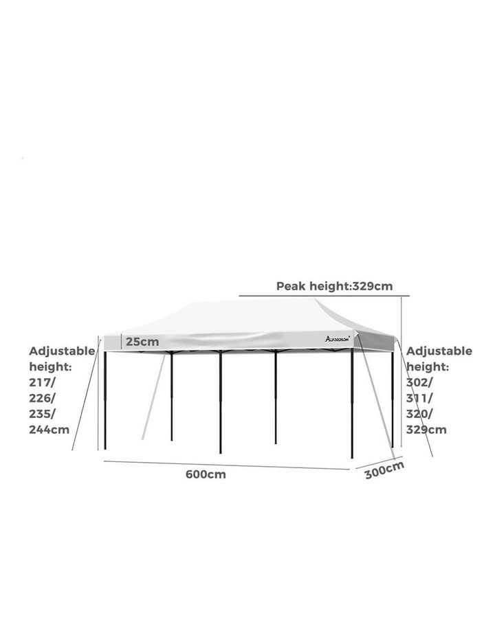 Gazebo Pop Up Marquee 600D Oxford Folding Camping Tent 6x3m in White image 6