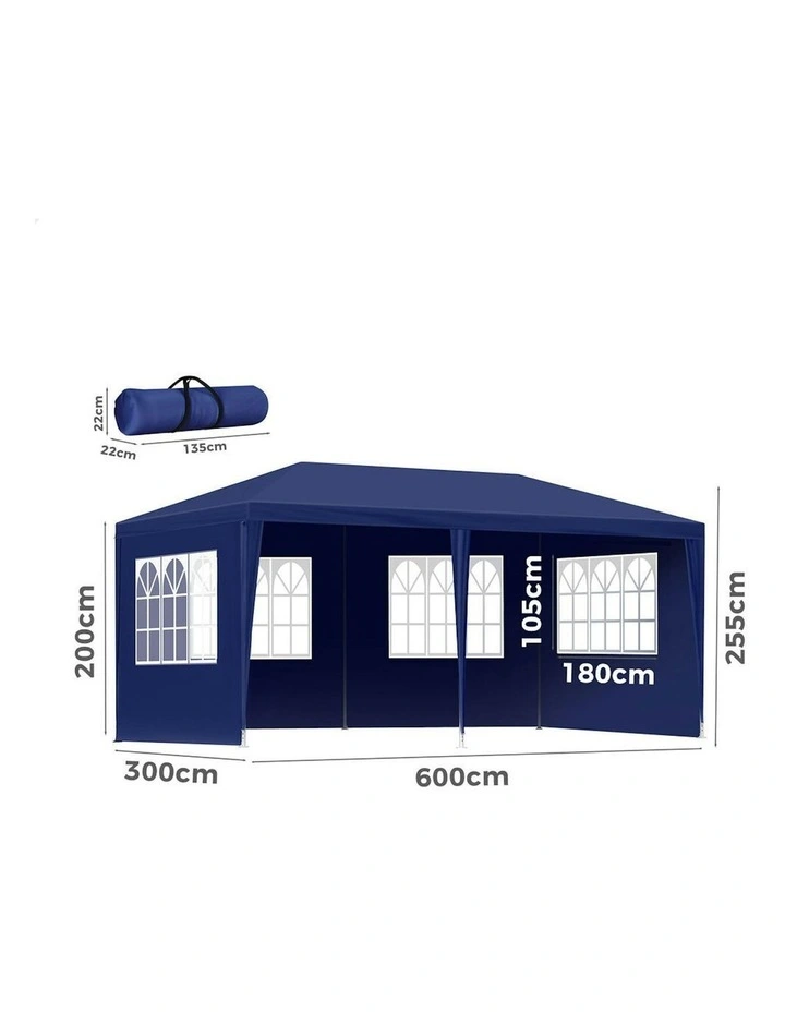 Outdoor Wedding Camping Marquee Canopy Portable Gazebo 3x6m in Blue image 5