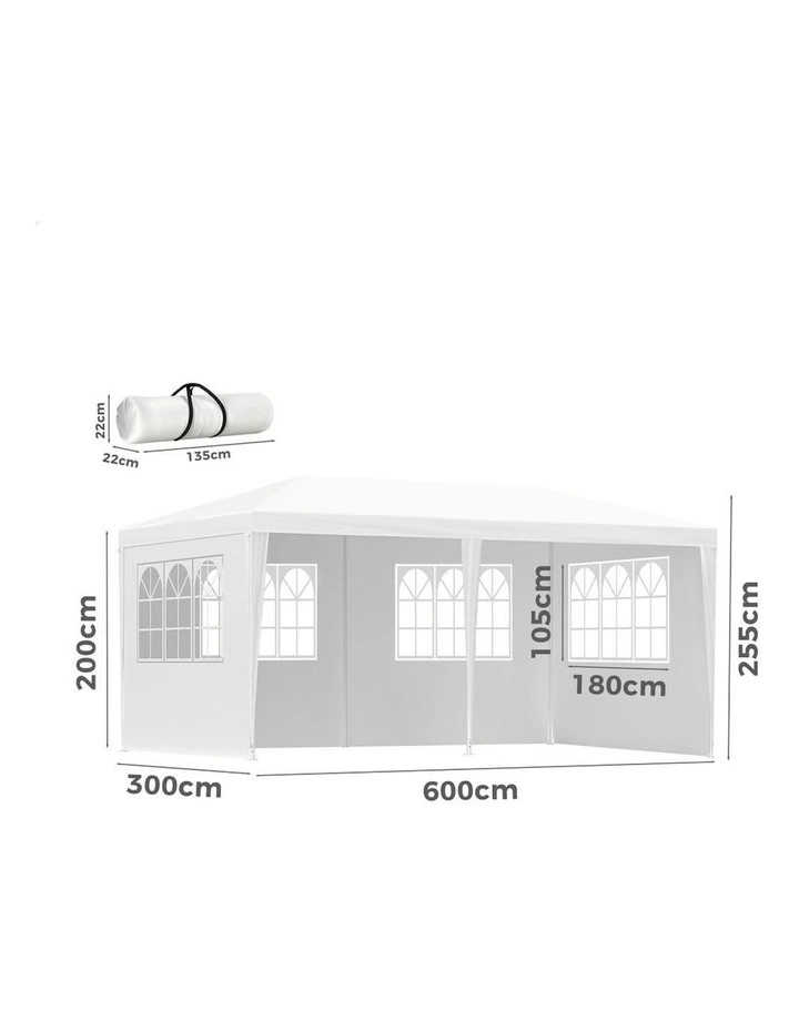 Outdoor Party Tent Marquee Camping Portable Side Wall Gazebo 3x6 in White image 3