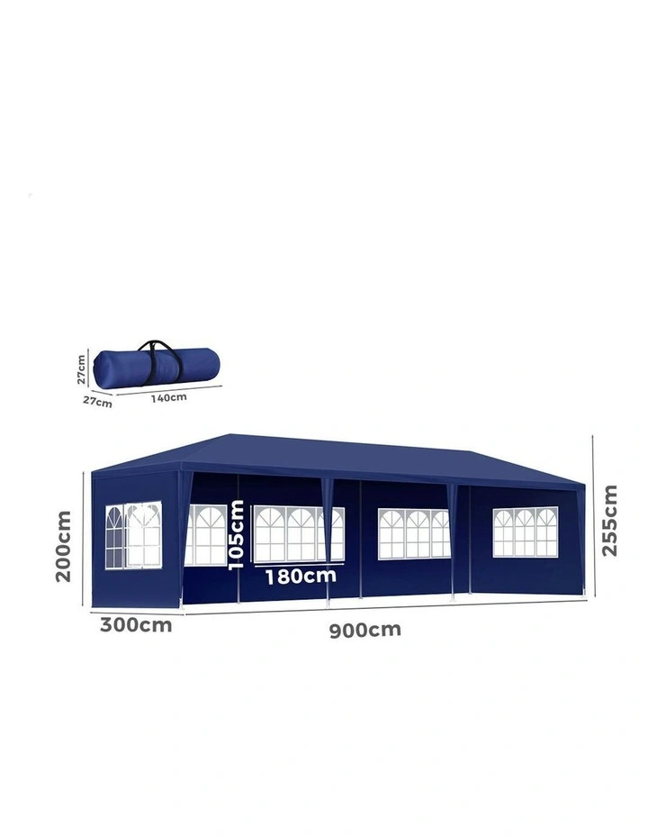 Outdoor Wedding Camping Marquee Canopy Portable Gazebo 3x9m in Blue image 5
