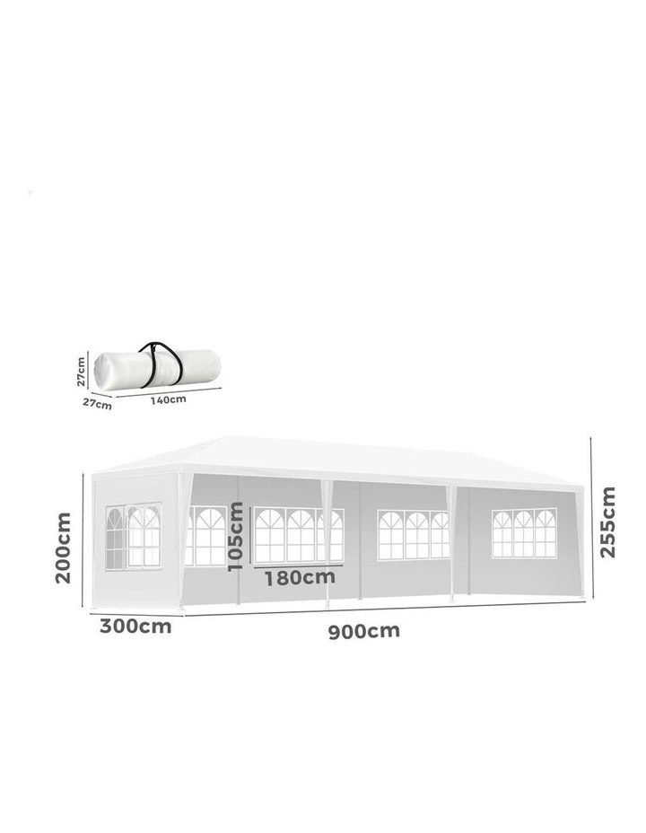 Outdoor Party Tent Marquee Camping Portable Side Wall Gazebo 3x9 in White image 3