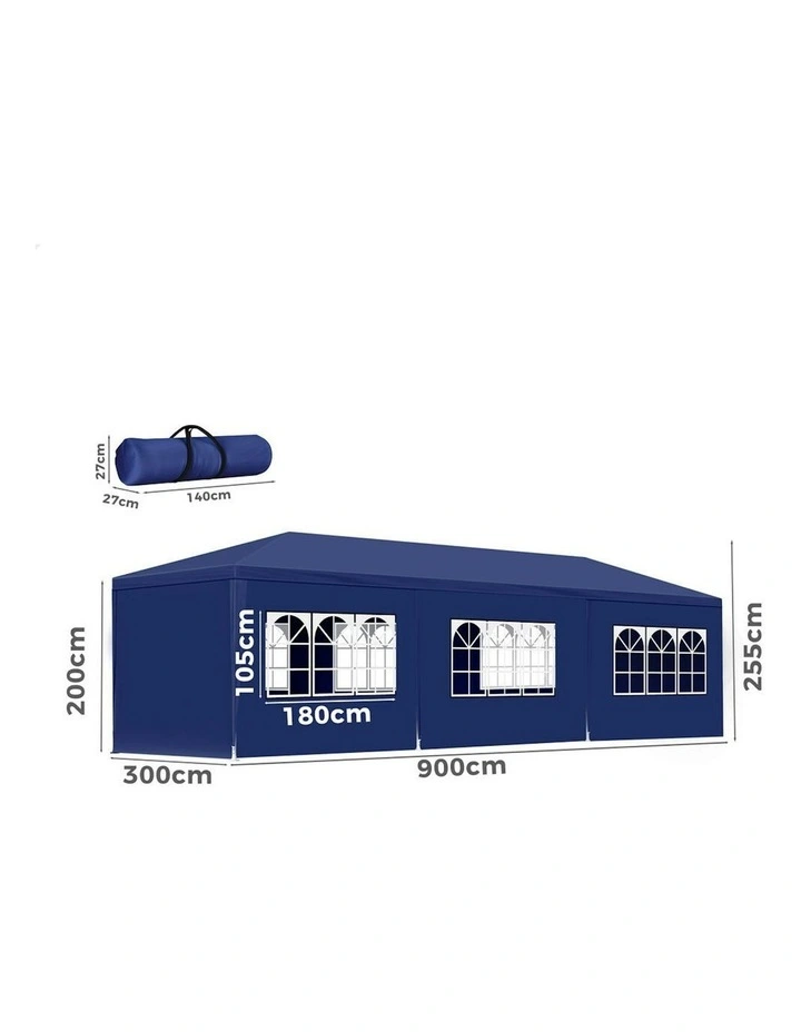 Outdoor Wedding Camping Marquee Canopy Portable Gazebo 3x9m in Blue image 5