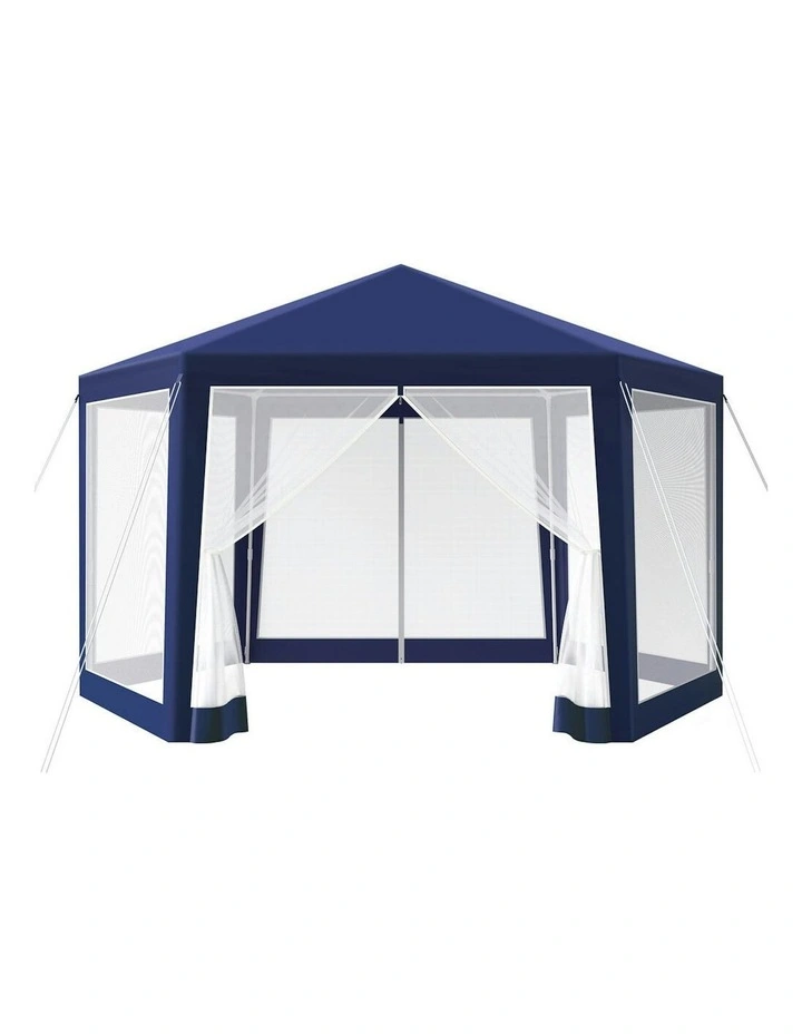 Outdoor Camping Marquee Canopy Mesh Wall Portable Gazebo 2x2m in Blue image 1