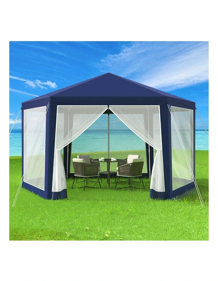Outdoor Camping Marquee Canopy Mesh Wall Portable Gazebo 2x2m in Blue image 2