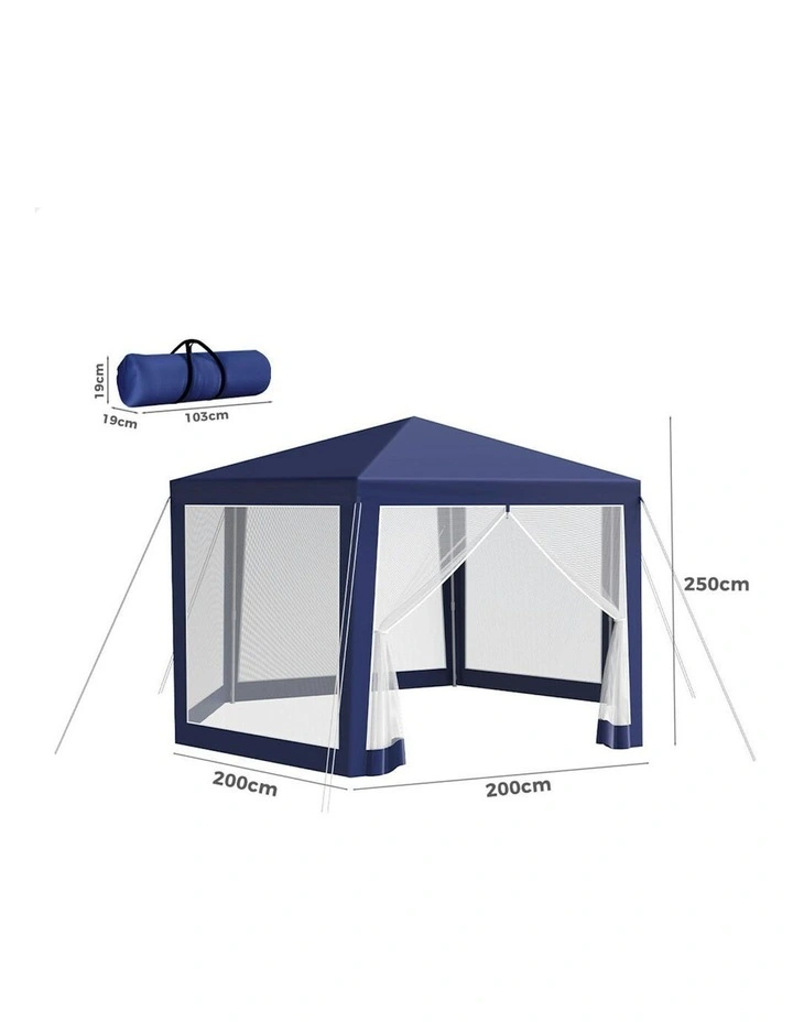 Outdoor Camping Marquee Canopy Mesh Wall Portable Gazebo 2x2m in Blue image 5