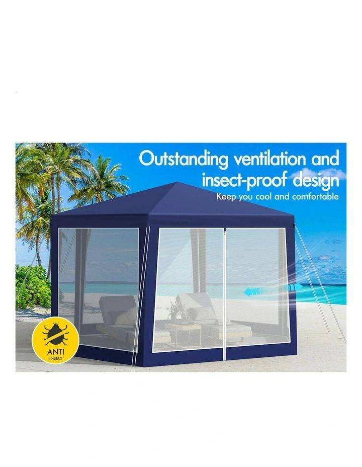 Outdoor Camping Marquee Canopy Mesh Wall Portable Gazebo 2x2m in Blue image 7