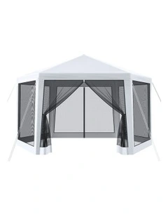 Outdoor Camping Marquee Canopy Mesh Wall Portable Gazebo 2x2m in White
