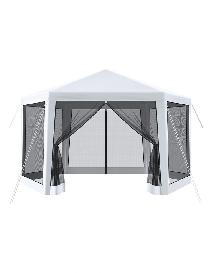 Outdoor Camping Marquee Canopy Mesh Wall Portable Gazebo 2x2m in White image 1