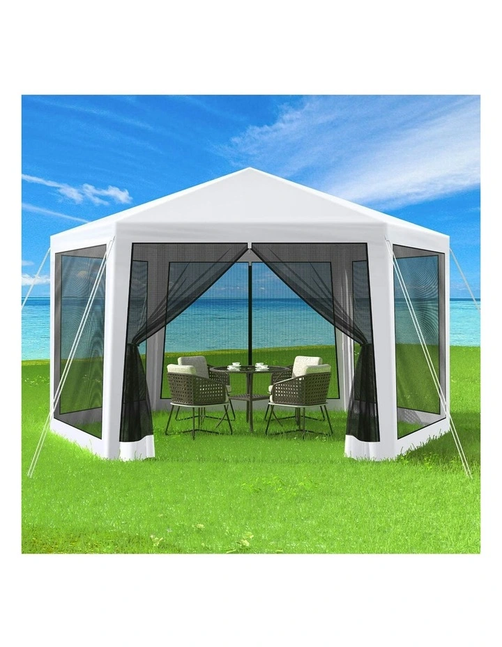 Outdoor Camping Marquee Canopy Mesh Wall Portable Gazebo 2x2m in White image 2