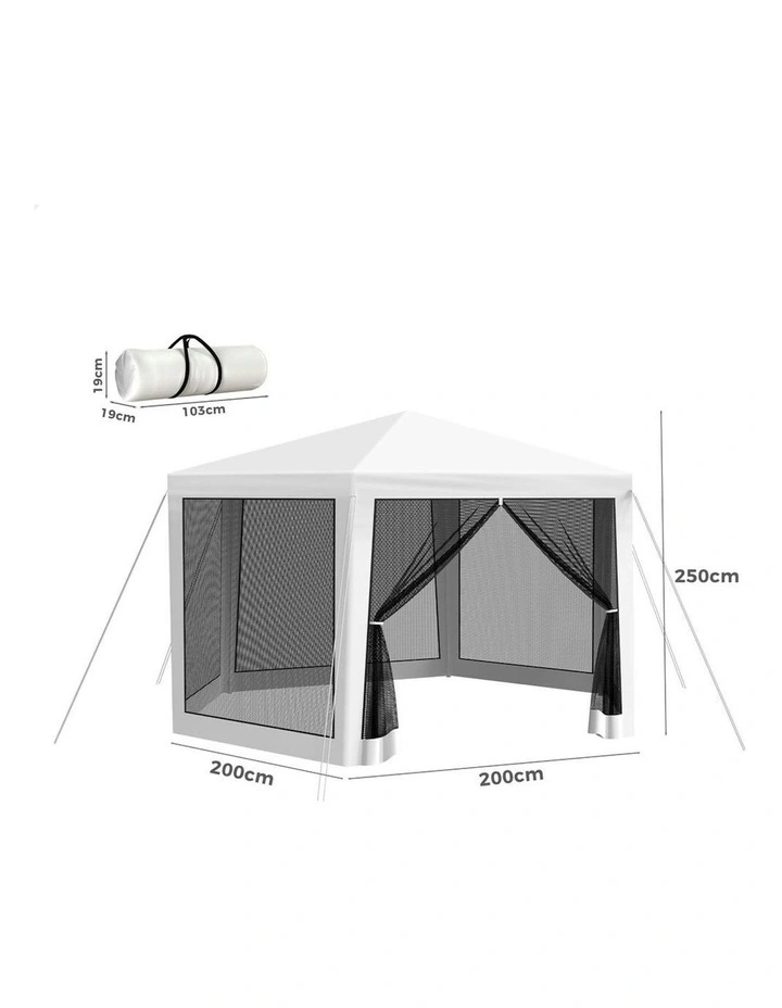 Outdoor Camping Marquee Canopy Mesh Wall Portable Gazebo 2x2m in White image 5