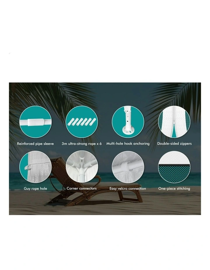 Outdoor Camping Marquee Canopy Mesh Wall Portable Gazebo 2x2m in White image 6