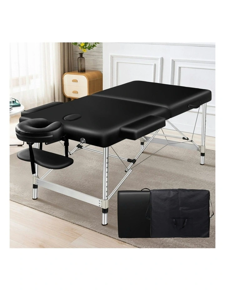 2 Fold Massage Table 75cm in Black image 2