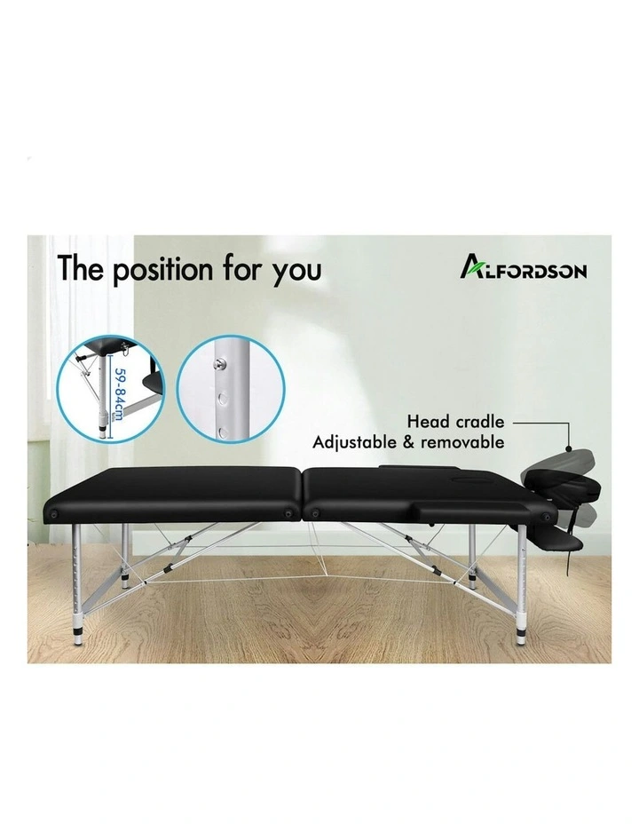 2 Fold Massage Table 75cm in Black image 3