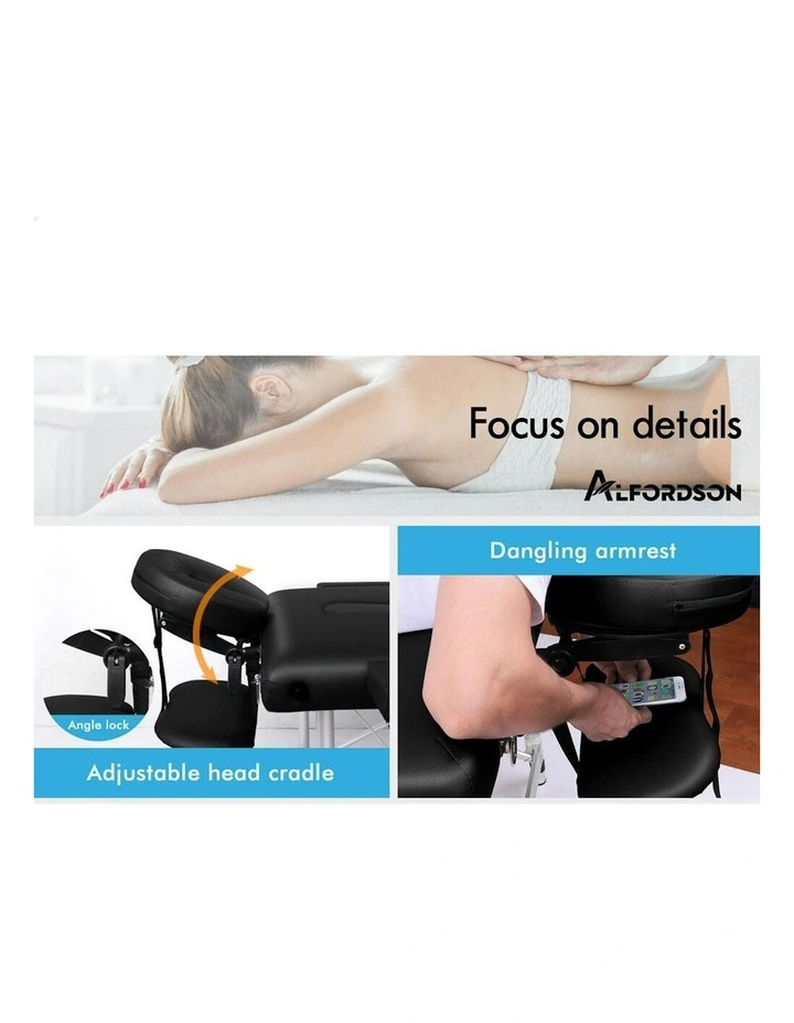 2 Fold Massage Table 75cm in Black image 6