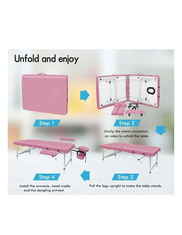 Portable Massage Table 75cm in Pink image 4