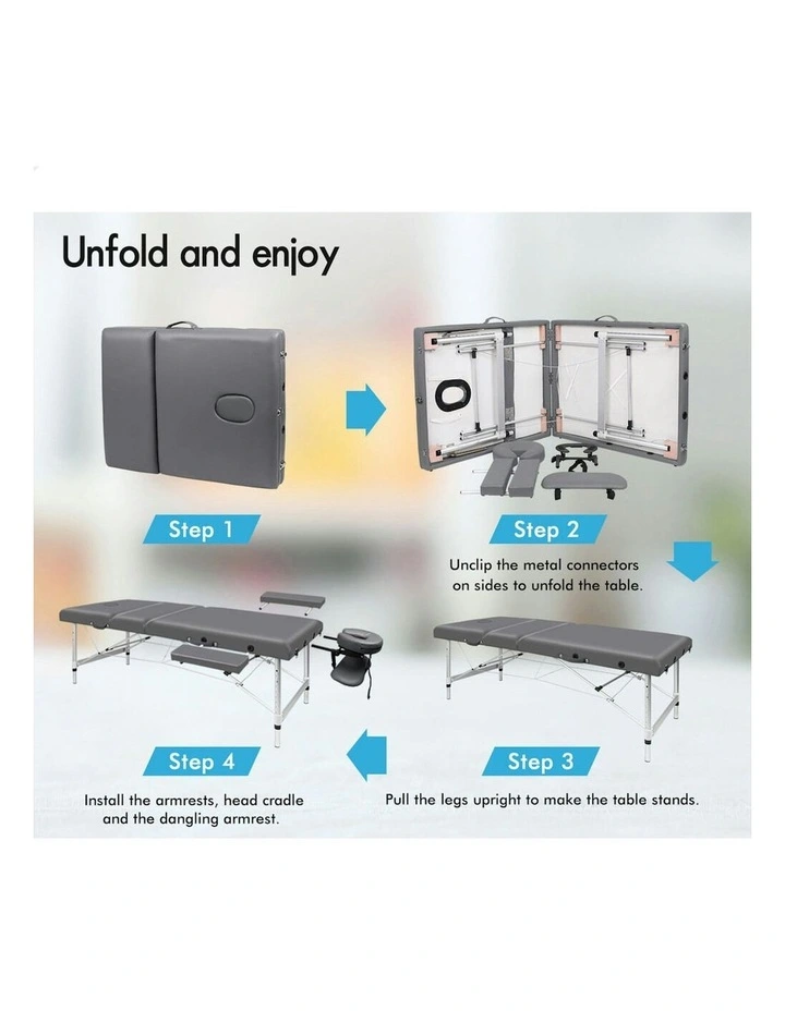 3 Fold Massage Table 65cm in Grey image 4
