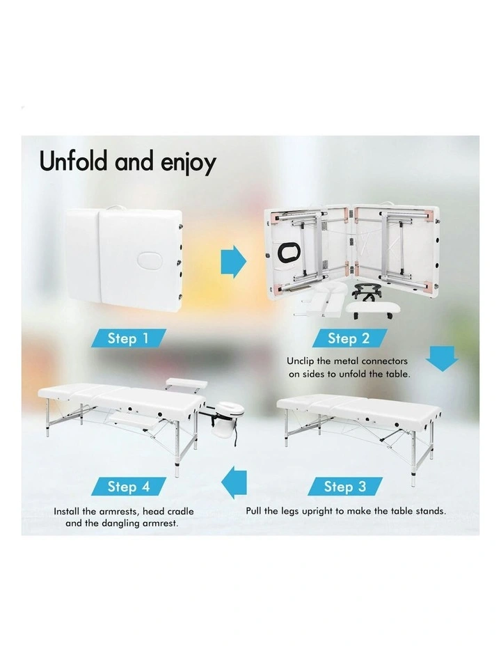 3 Fold Massage Table 65cm in White image 4