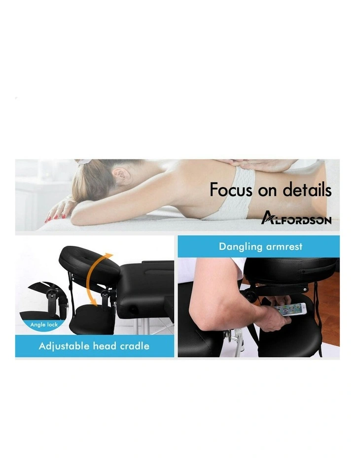 3 Fold Massage Table 75cm in Black image 6