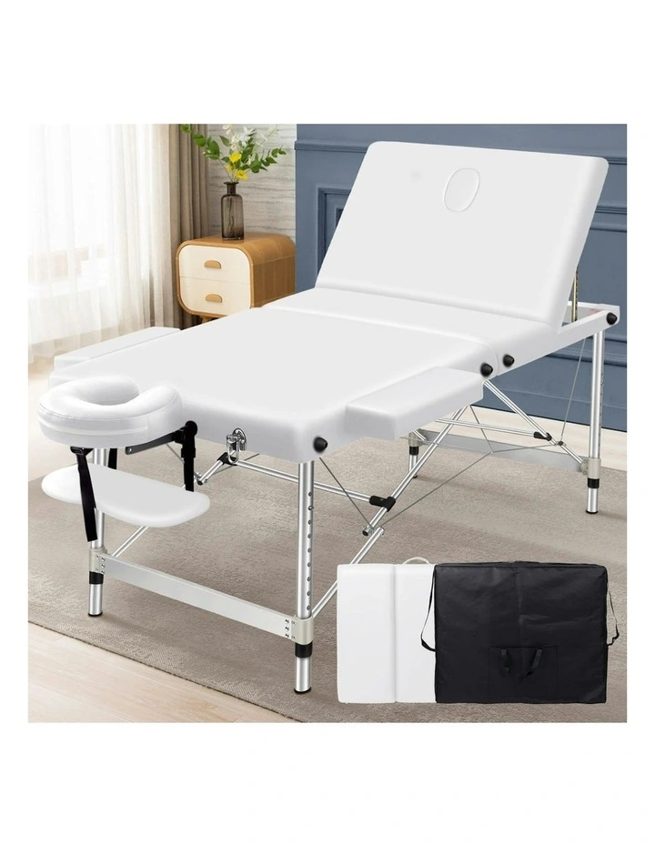 3 Fold Massage Table 75cm in White image 2