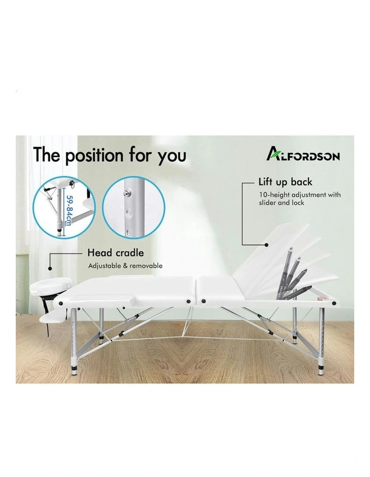 3 Fold Massage Table 75cm in White image 3