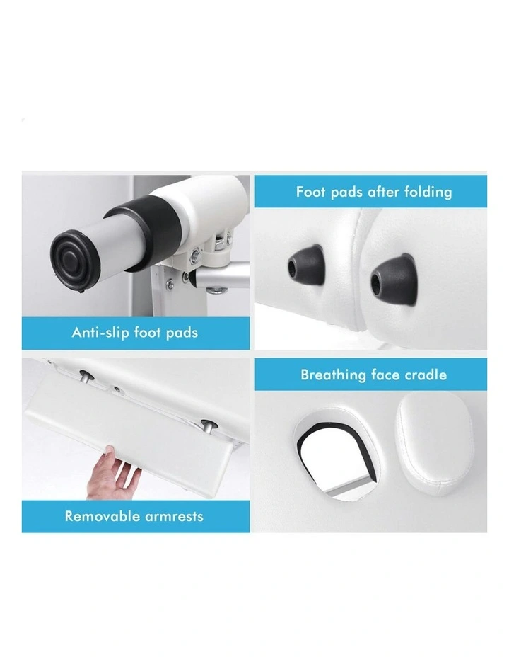 3 Fold Massage Table 75cm in White image 7