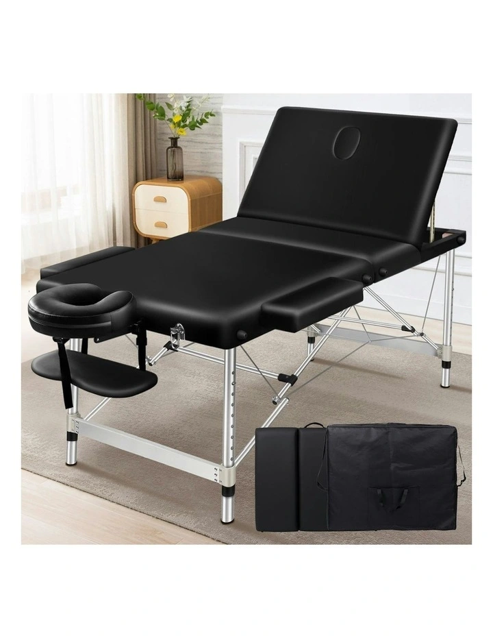 3 Fold Massage Table 85cm in Black image 2