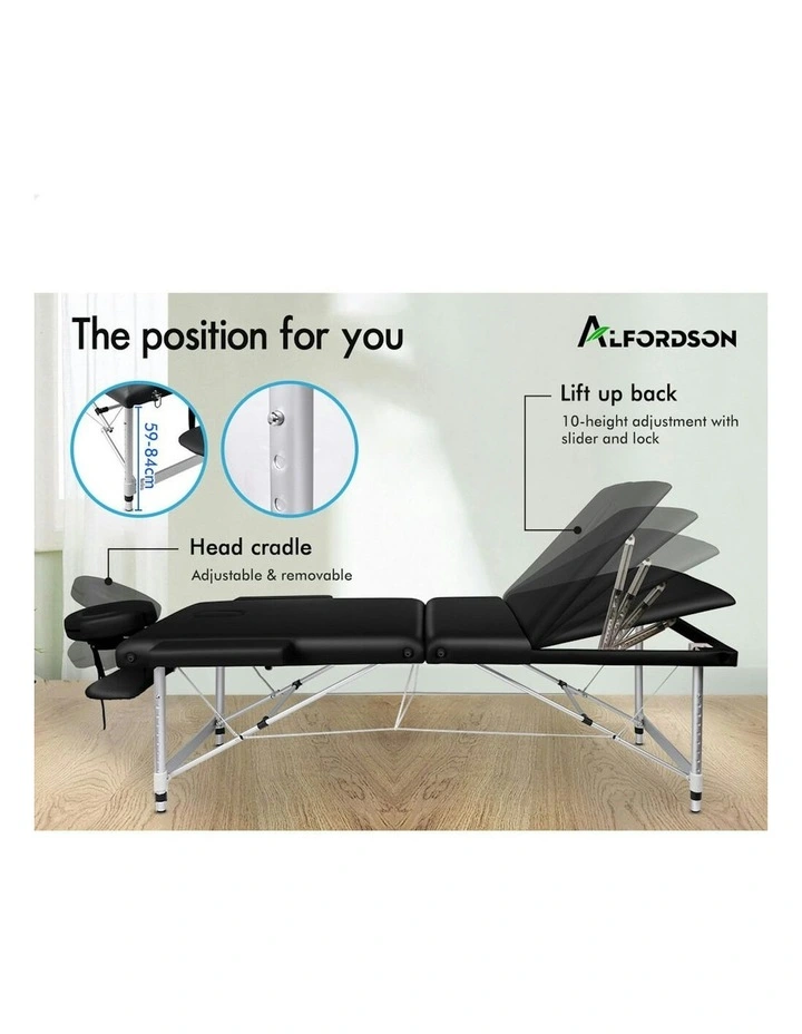 3 Fold Massage Table 85cm in Black image 3