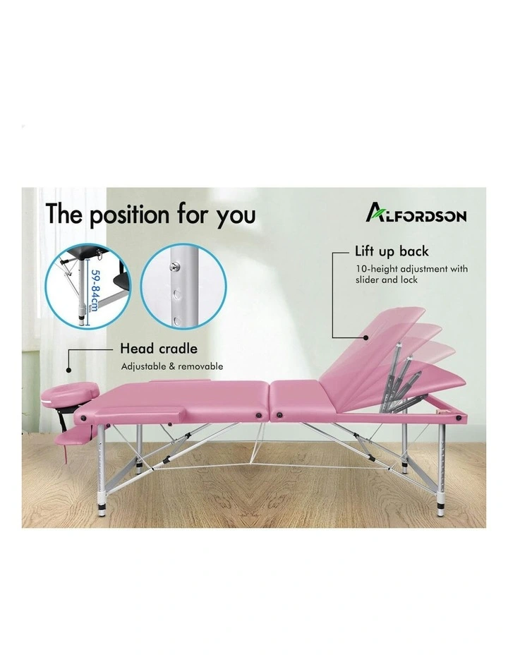 3 Fold Massage Table 85cm in Pink image 3