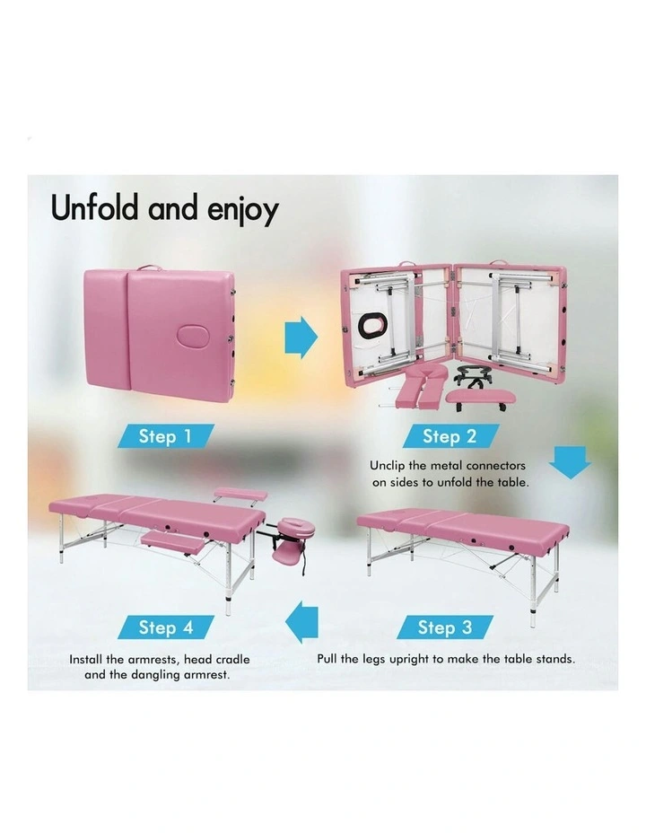 3 Fold Massage Table 85cm in Pink image 4
