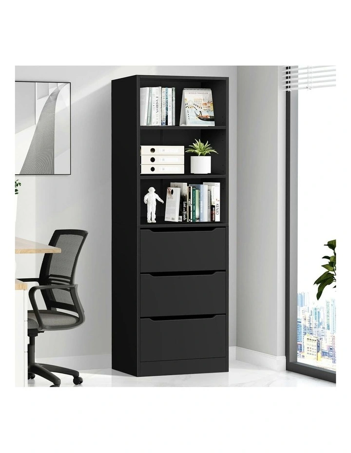 3 Drawers Office Storage Cabinet in Black image 2