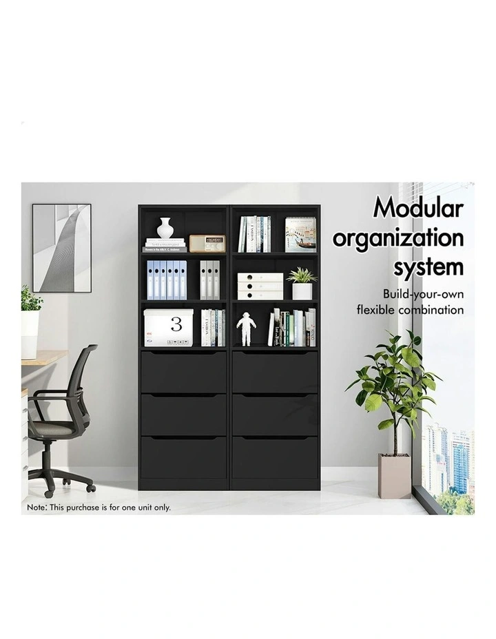 3 Drawers Office Storage Cabinet in Black image 3