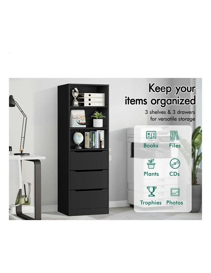 3 Drawers Office Storage Cabinet in Black image 4