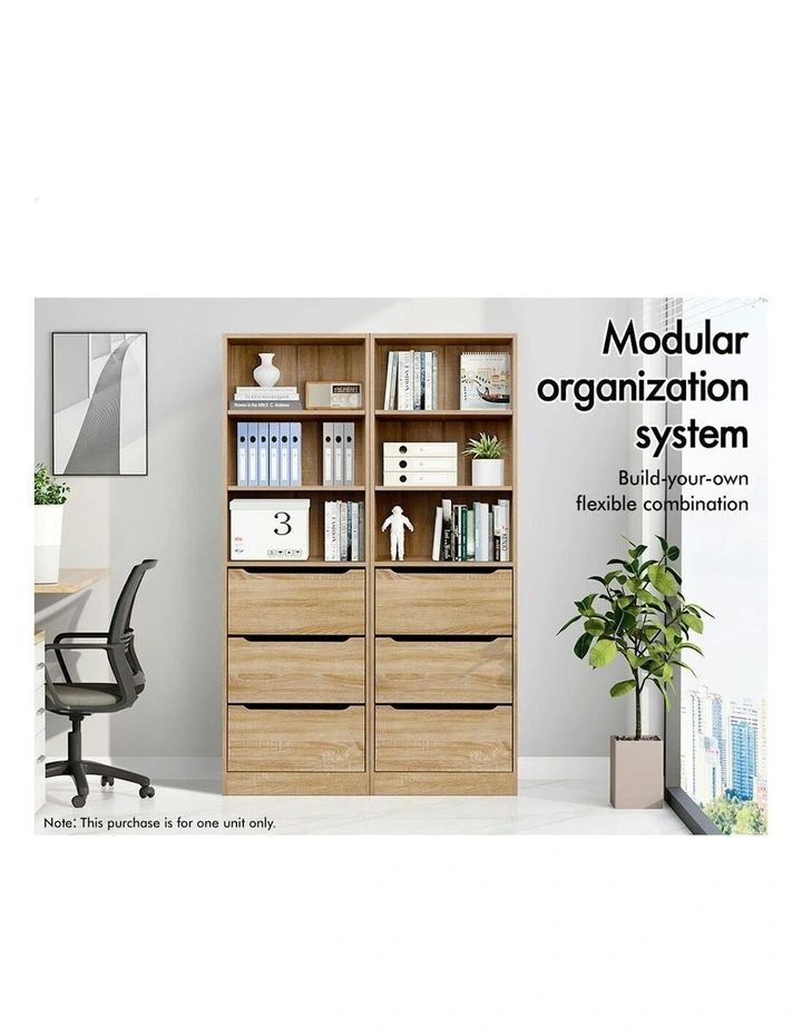 3 Drawers Office Storage Cabinet in Wood image 3