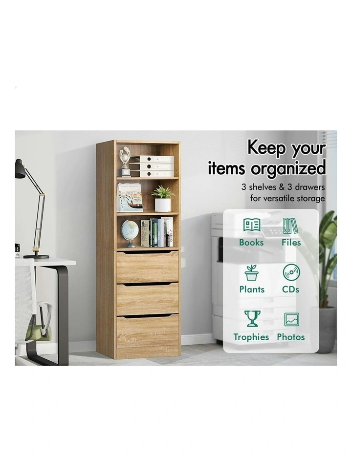 3 Drawers Office Storage Cabinet in Wood image 4