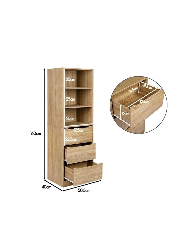 3 Drawers Office Storage Cabinet in Wood image 7
