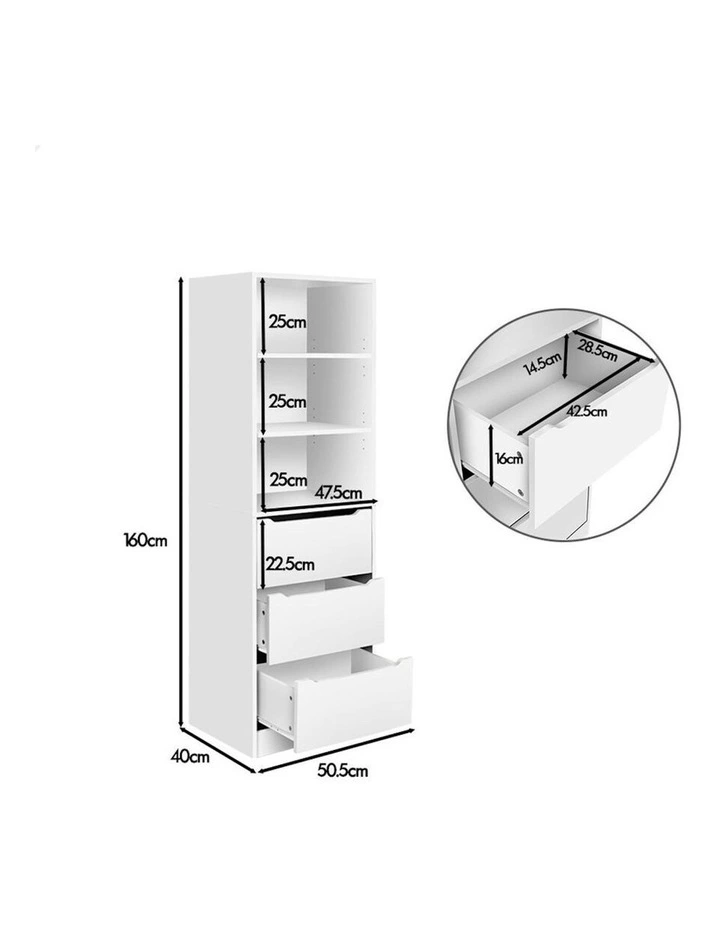 3 Drawers Office Storage Cabinet in White image 7
