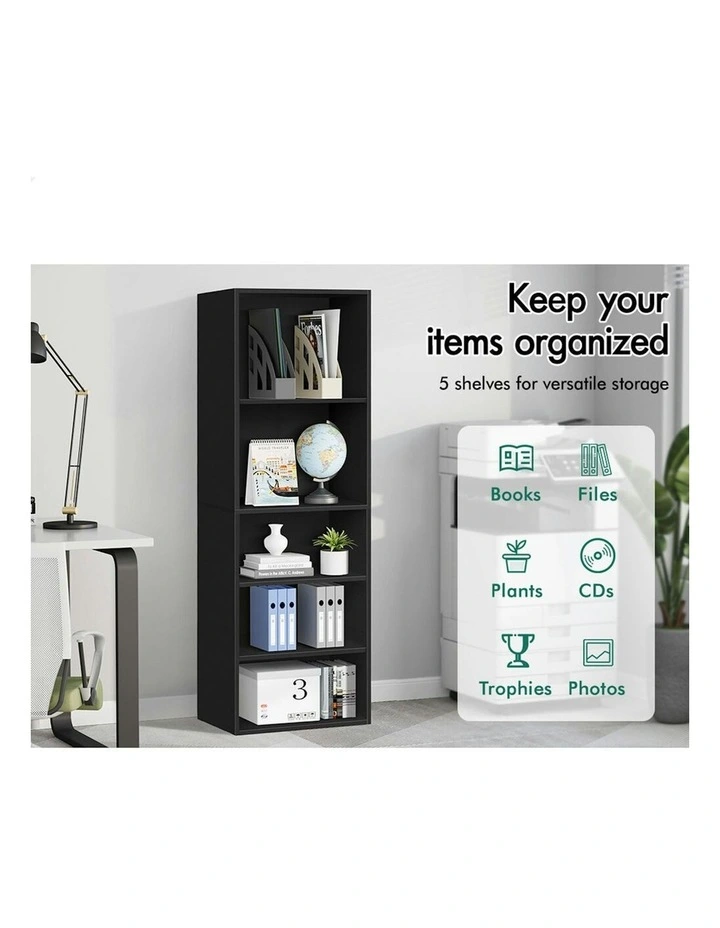 Office Storage Cabinet 5 Shelves Bookcase in Black image 4