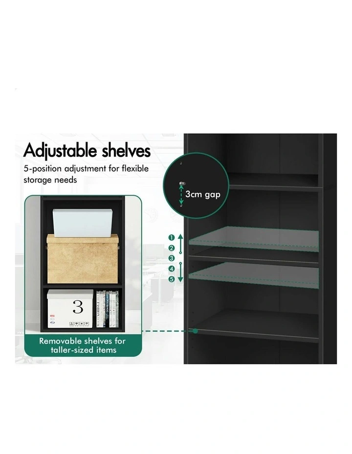 Office Storage Cabinet 5 Shelves Bookcase in Black image 5