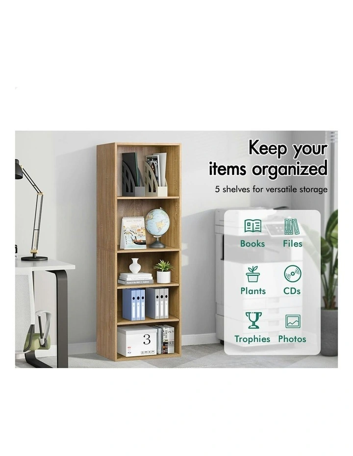 Office Storage Cabinet 5 Shelves Bookcase in Wood image 4