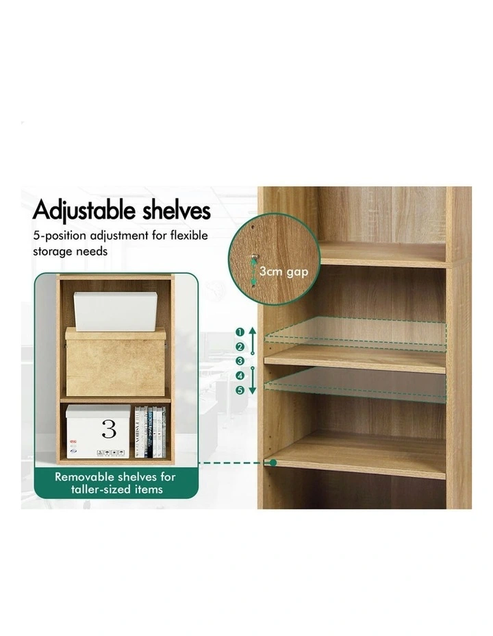 Office Storage Cabinet 5 Shelves Bookcase in Wood image 5