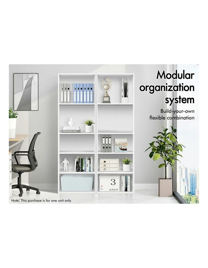 Office Storage Cabinet 5 Shelves Bookcase in White image 3